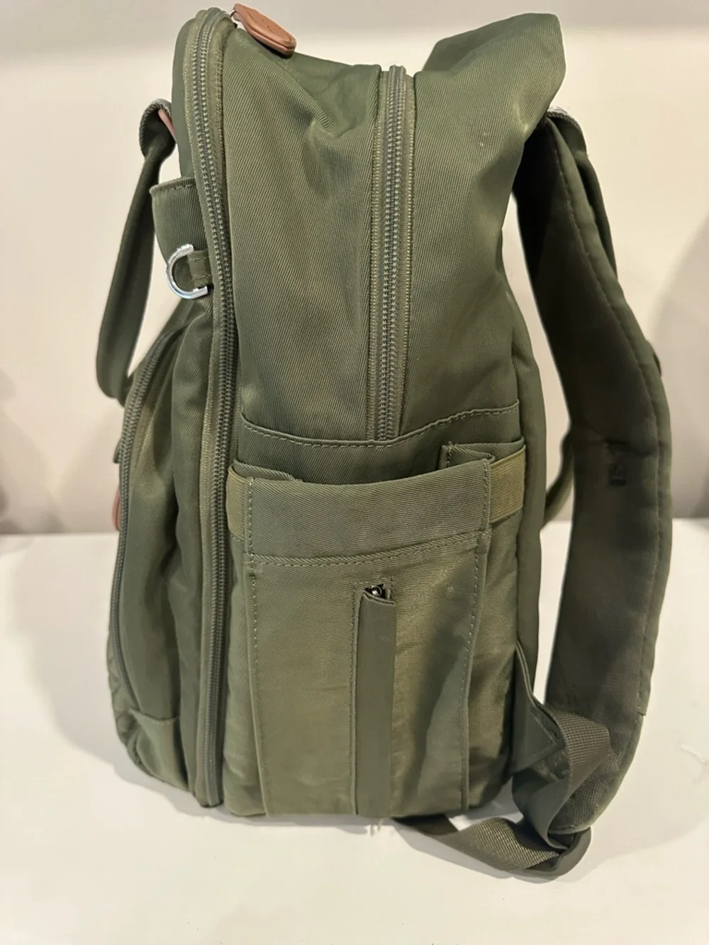 Olive Green Quilted Baby Backpack